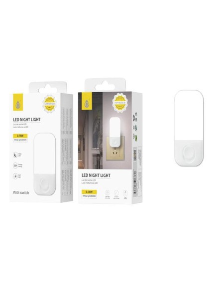Luz nocturna LED NR9263 / Luz Blanca / 5000K / 0.78W / Boton de encendido / One+ / 2902631