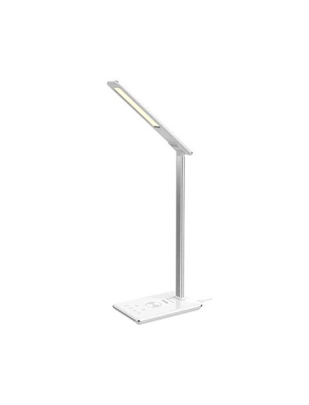 Lámpara de mesa Led 3W Ta0250 + Cargador rapido inalámbrico Qi 5w + Usb / Plata / Mtk / 0052501