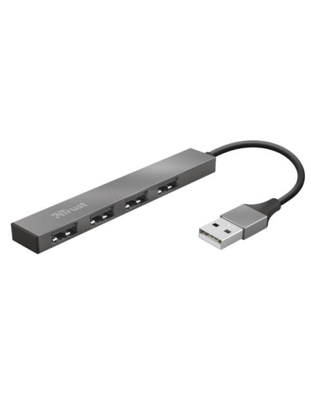 Hub 4 puertos USB 2.0 / Trust Halix / Aluminio / Diseño metalico y compacto  23786