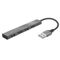 Hub 4 puertos USB 2.0 / Trust Halix / Aluminio / Diseño metalico y compacto  23786