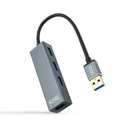 Hub 4 puertos USB 3.0 Nanocable / Aluminio / 10 cm / Gris / 10.16.4402