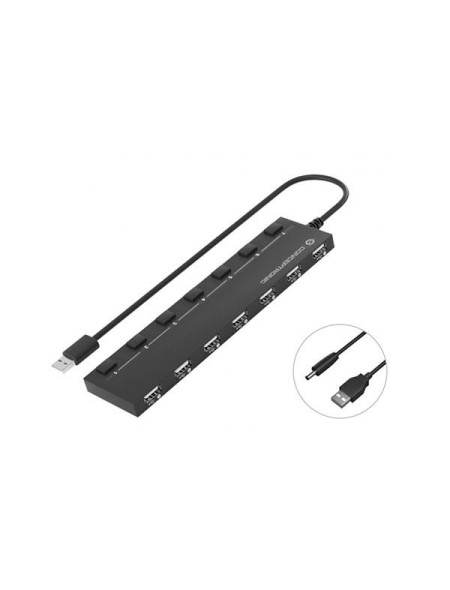 Hub 7 Puertos Usb 2.0 / Conceptronic Hubbies / Negro  HUBBIES08B