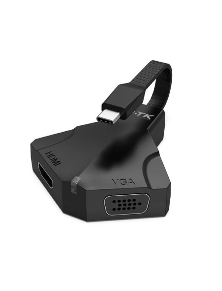 Hub adaptador Type-C a Hdmi 4K - Vga 1080P / Audio 3.5mm / TG7194 / Gris / Mtk