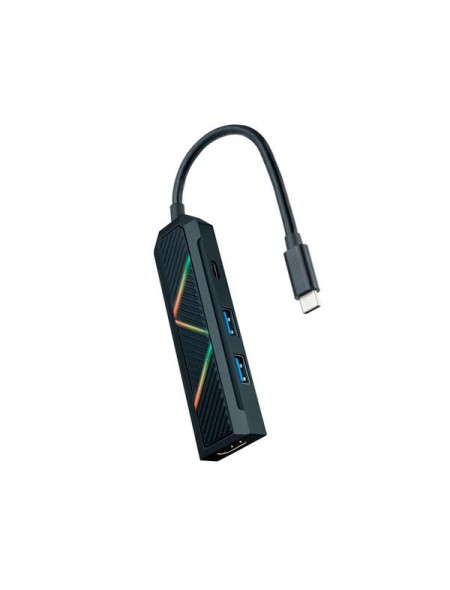 Hub Type-C 4 en 1 Nanocable / Conversor USB-C a 2xUSB-A / Type-C PD 100W / HDMI 4K / Iluminacion Led / 10.16.0401