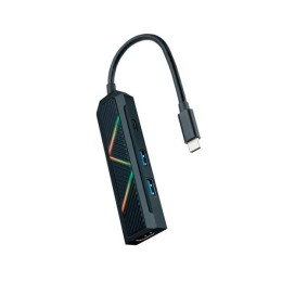 Hub Adaptador Type-C 4 en 1 Nanocable / Conversor USB-C a 2xUSB-A / Type-C PD 100W / HDMI 4K / Iluminacion Led / 10.16.0401