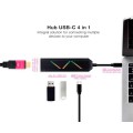 Hub Type-C 4 en 1 Nanocable / Conversor USB-C a 2xUSB-A / Type-C PD 100W / HDMI 4K / Iluminacion Led / 10.16.0401