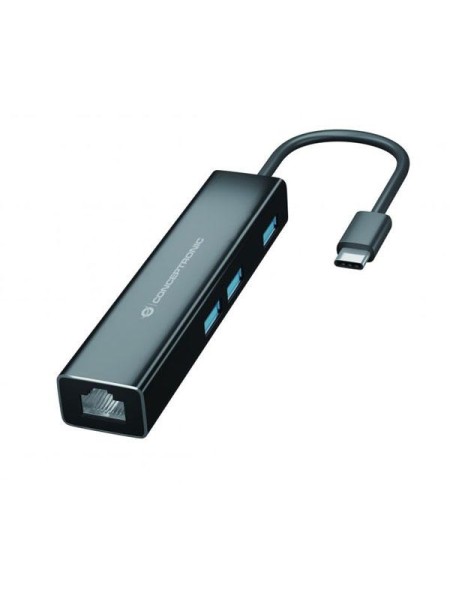 Hub adaptador Type-C a 3x USB 3.0 +  Ethernet Gigabit Rj45 / Conceptronic / DONN07B