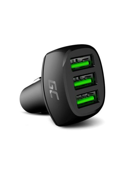 Cargador de coche-mechero Usb x3 / 54w / Negro / Greencell / CADGC01