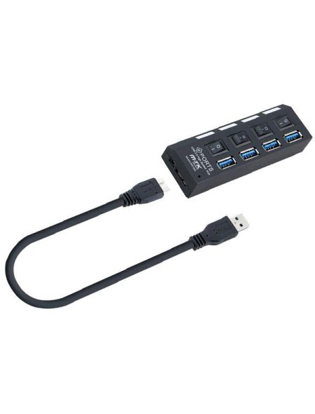 Hub 4 puertos USB 3.0 con interruptor Negro / AT834  / MTK