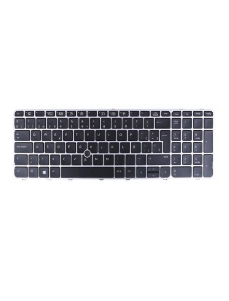 Teclado compatible para portátil HP 755 G3 / 850 G3 Marco Plata Retroiluminado + Pointstick
