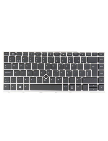 Teclado compatible para portátil HP 640 G4 / 640 G5 Marco Plata Retroiluminado + Pointstick