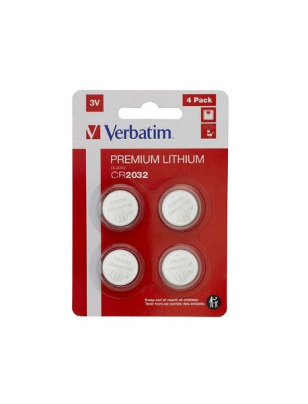 Pilas boton Litio Verbatim para placa base CR2032   pack 4 unid.