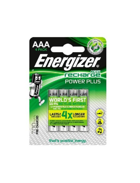 Pilas recargables Energizer Power Plus HR03 AAA / 700 mah / Pack 4 uds