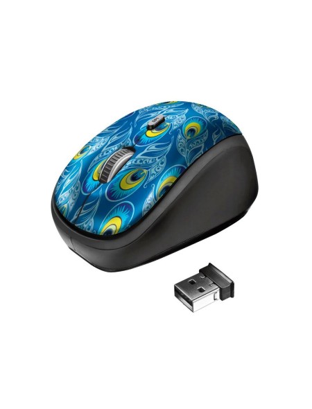 Ratón Inalámbrico Trust Peacock Yvi / 1600 Dpi / 4 Botones / Diseño Colorido / 23388