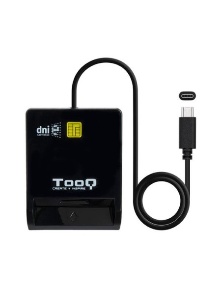 Lector de Tarjetas Inteligentes Type-C Tooq / Dnie / Dni 3.0 / Tarjetas Sim / Negro / TQR-211B