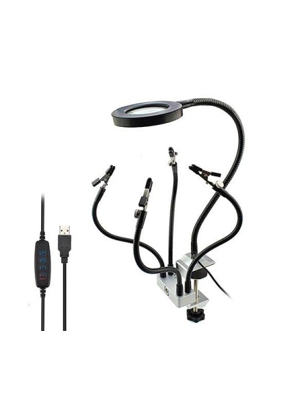 Soporte Soldadura Newacalox / 4 Brazos / Lampara Led con lupa