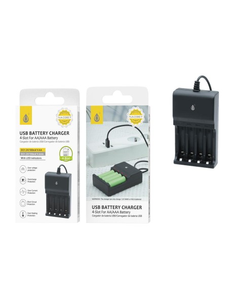 Cargador pilas USB AA - AAA / Indicador Luz / Negro / NA0367 / 2003672 / One+