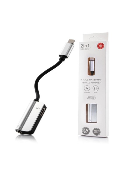 Cable adaptador de audio Iphone Lightning a Jack 3.5mm Plata Hembra