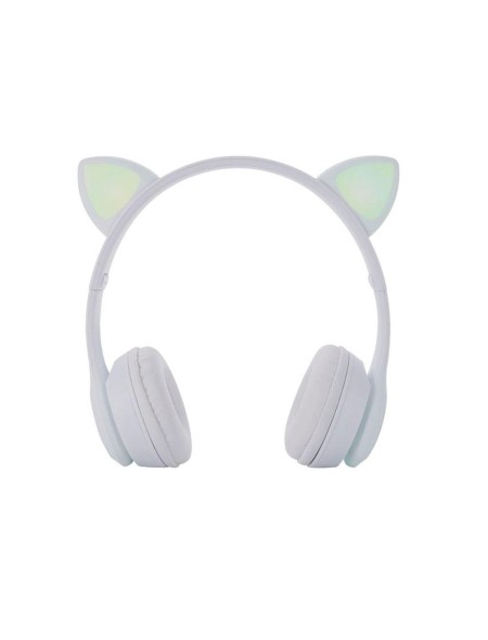 Auriculares Bluetooth Nc3228 Orejas de Gato Blanco / 250Mah / MP3 / Fm / MicroSd / Iluminacion Led / One+