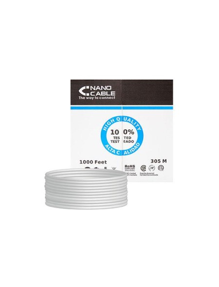 Bobina 305 metros interior Cat.5e UTP flexible awg24 / Gris / Nanocable / 10.20.0304-flex