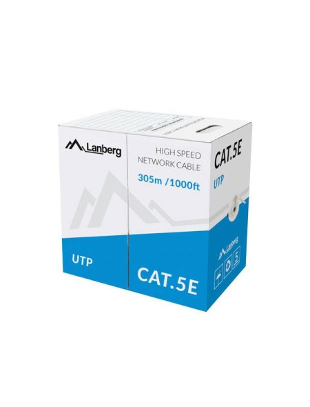 Bobina 305 metros interior Cat.5 UTP rigido / Gris / Lanberg   Lcu5-10cc-0305-s