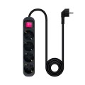 Regleta 4 Tomas Nanocable / Proteccion infantil / Negra / con Interruptor / 10.37.0004-bk