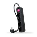 Regleta 4 Tomas Nanocable / Proteccion infantil / Negra / con Interruptor / 10.37.0004-bk