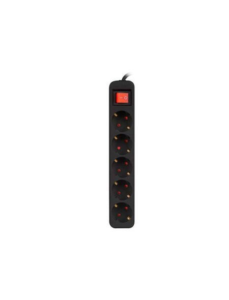 Regleta 5 tomas Lanberg / Proteccion infantil / Cable 3m /  Negra  / ps1-05f-0300-bk