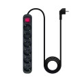 Regleta 6 Tomas Nanocable / Negra / Proteccion infantil / con Interruptor / 10.37.0006-bk
