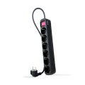 Regleta 6 Tomas Nanocable / Negra / Proteccion infantil / con Interruptor / 10.37.0006-bk