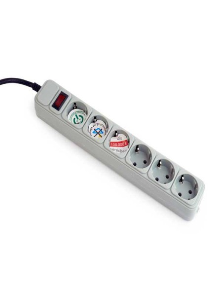 Regleta 6 tomas proteccion antipicos gris Gembird 1.8m / SPG6-B-6C