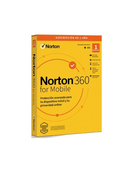 Antivirus Norton 360 Mobile / 1 Usuario / 1 Dispositivo / 1 Año / Box / 21424347 / 21433202