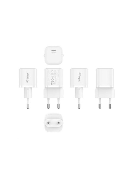 Cargador de red Type-C / 20w / PD 3.0 Carga rapida / Blanco / Pack 25 unids / EQ245530 / Equip