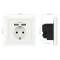 Base de enchufe de pared tipo schuko con 2 tomas USB Max. 2.4A, blanca / C-10.35.0010