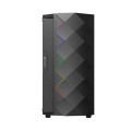 Caja ATX Gaming Phoenix Black Diamond Cristal Templado Tira Led Argb Filtros antipolvo