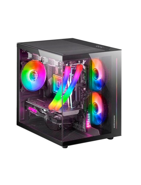 Caja Micro ATX Mars Gaming MC-VIEW Negra / Frontal - Lateral cristal templado continuo / Doble camara / Sin ventiladores