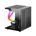 Caja Micro ATX Mars Gaming MC-VIEW Negra / Frontal - Lateral cristal templado continuo / Doble camara / Sin ventiladores