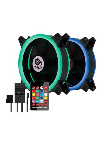 Kit Siroko Rgb Talius / 2 ventiladores doble aro Rgb + Tira Led + Control remoto