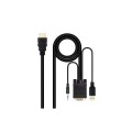 Cable adaptador HDMI a VGA + Audio + USB (Cables 1.8 Metros) Negro / Nanocable 10.15.4350