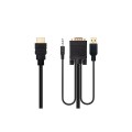 Cable adaptador HDMI a VGA + Audio + USB (Cables 1.8 Metros) Negro / Nanocable 10.15.4350