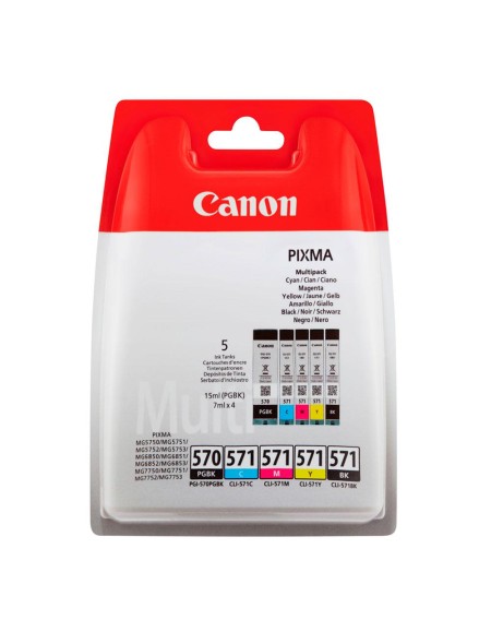 Tinta original Canon Multipack PGI570 / CLI571 / Pack 5 colores / 0372c004