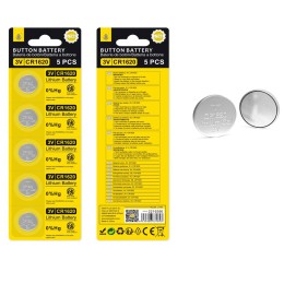 Pila boton litio LT63 CR1620 3v / 5 unids / One + / 2219390
