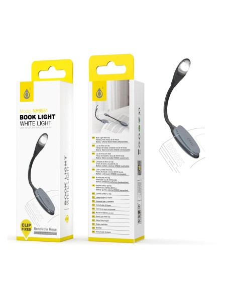 Lampara mini de lectura NR9551 / Brazo flexible / Negro-Gris / One + / 2905510