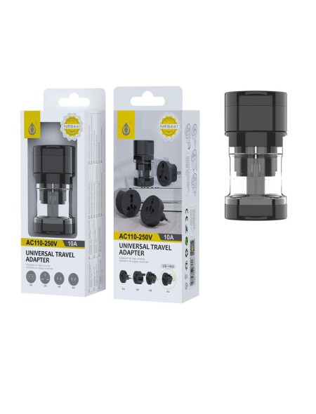 Adaptador enchufe internacional de viaje US/EU/UK/AU NR9441 / Negro / One + / 2904412