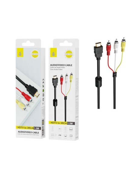 Cable adaptador HDMI a 3 RCA / 1.5 m / NB1321 / 2103212 / Negro / One +