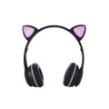 Auriculares Bluetooth Nc3228 Orejas de Gato Negro / 250Mah / MP3 / Fm / MicroSd / Iluminacion Led / One+