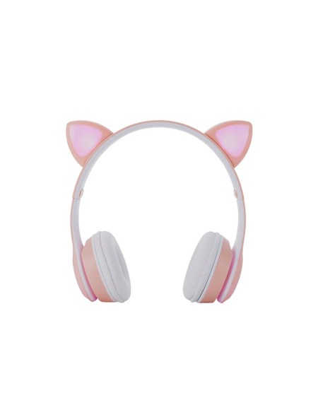 Auriculares Bluetooth Nc3228 Orejas de Gato Rosa / 250Mah / MP3 / Fm / MicroSd / Iluminacion Led / One+