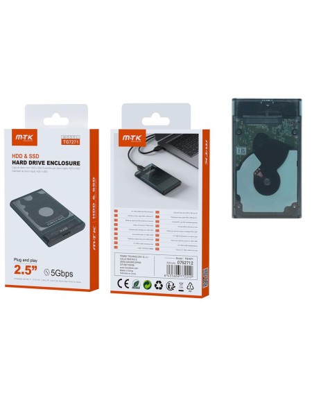 Caja externa 2.5 USB 3.0 Sata / TG7271 / MTK / Negro / 0752712