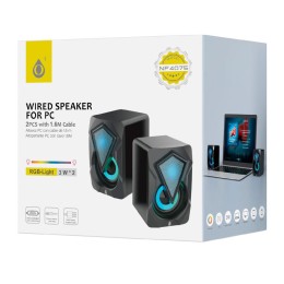 Altavoces 2.0 Pc NF4075 / Control de Volumen / Usb / 6w (2x3w) / Led RGB / Negro / 2400752 / One+