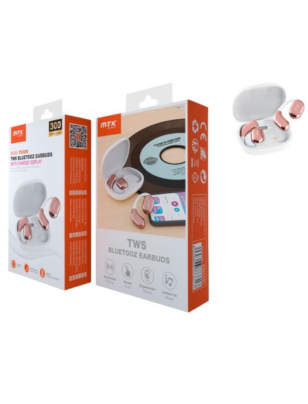 Auriculares Bluetooth 5.3 Boxer TC3253 / Tws / Base de carga / Pantalla Digital / Blanco-Rosa / Mtk / 0352531
